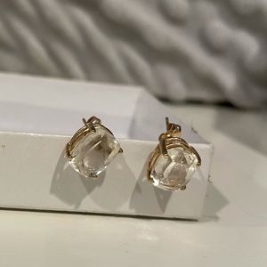 Yellow Kunzite Gold Earring Studs